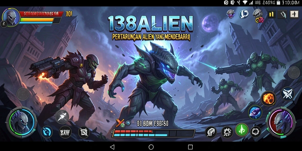 Tampilan gameplay seru di 138ALIEN dengan pertarungan alien.