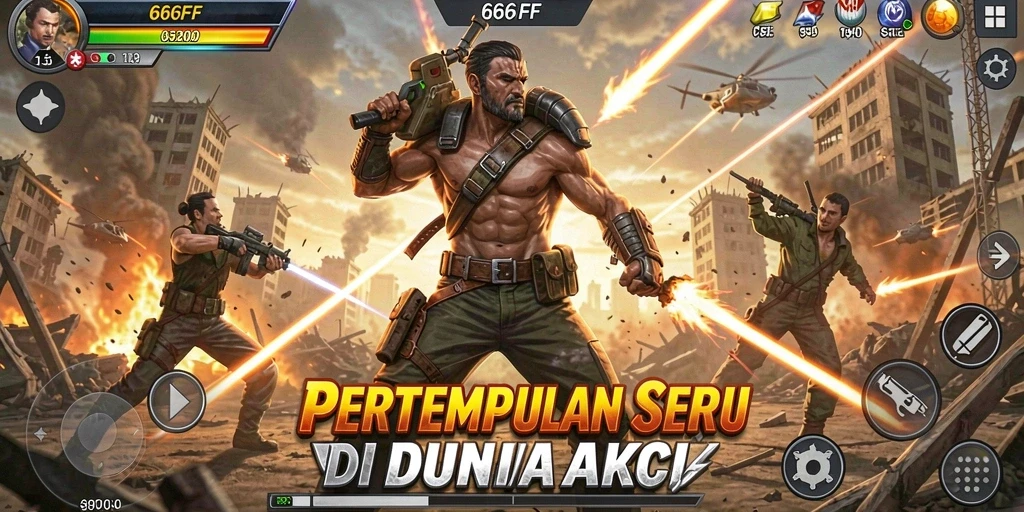 Gameplay aksi seru di 666FF dengan pertempuran intens.