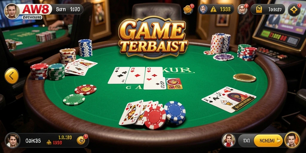 Tangkapan layar AW8 menampilkan aksi seru dalam permainan Poker.