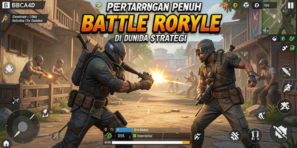 Screenshot utama BBCA4D menampilkan pertarungan seru dalam gameplay Battle Royale.
