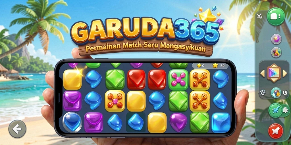 Screenshot utama GARUDA365 menampilkan gameplay Match-3 yang mengasyikkan.