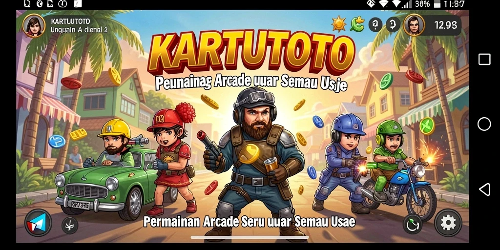Screenshot gameplay KARTUTOTO menampilkan aksi seru dan penuh warna.