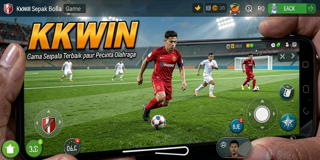 Tampilan gameplay seru dalam aplikasi KKWIN dengan aksi sepak bola yang mendebarkan.