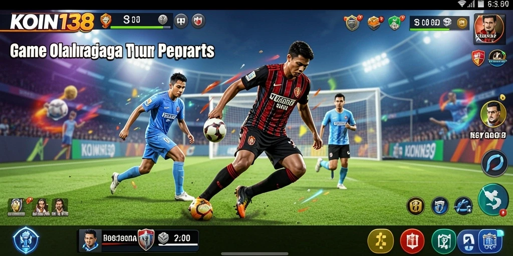 Tampilan gameplay dari KOIN138 yang penuh aksi di lapangan olahraga.