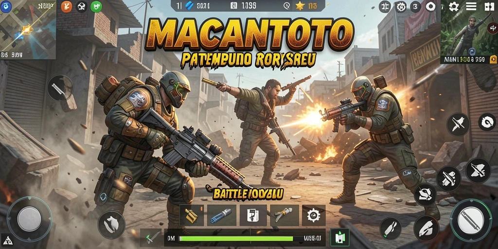 Gameplay mendebarkan di arena Battle Royale.