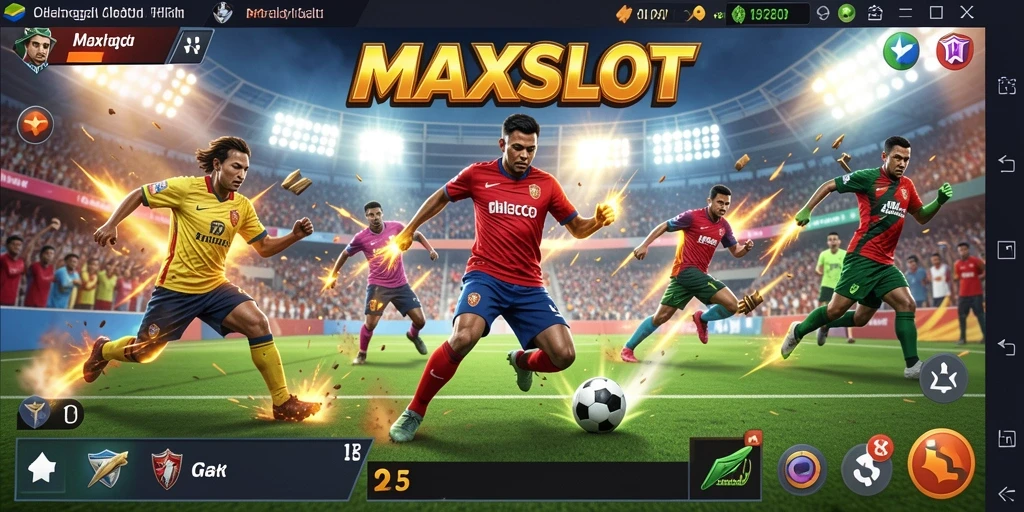 Tangkapan layar menunjukkan aksi seru di MAXSLOT dengan gameplay olahraga.