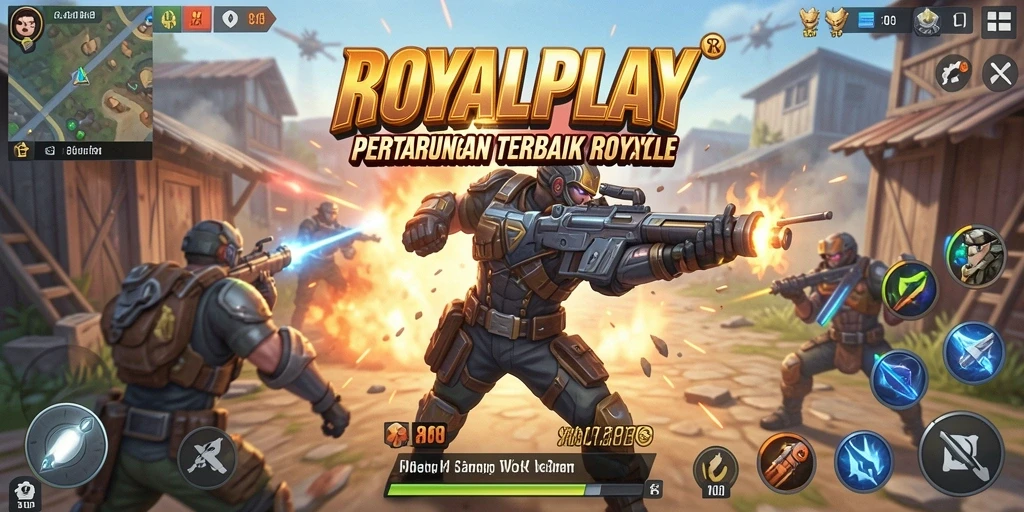 Tampilan gameplay ROYALPLAY yang menegangkan dalam suasana Battle Royale.