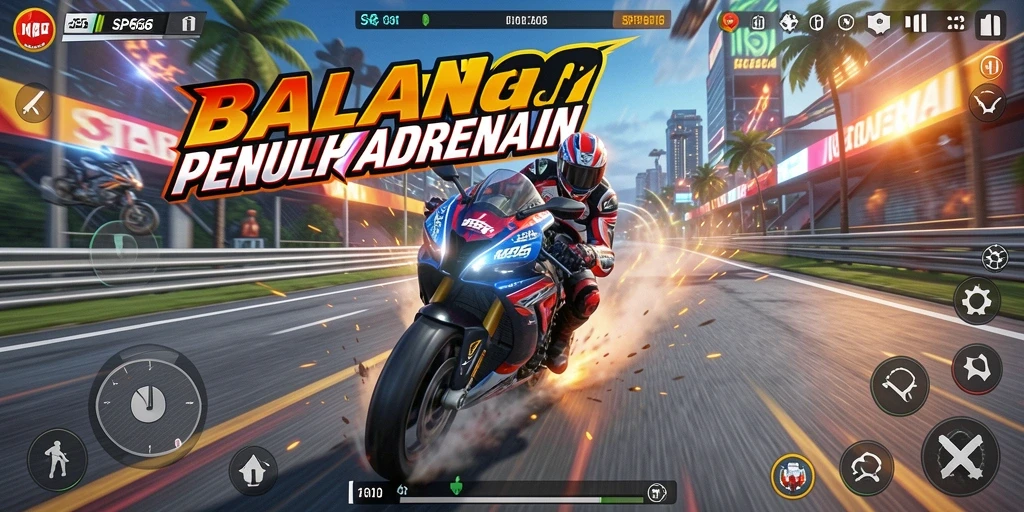 Tampilan gameplay SP666 yang seru dan mendebarkan di trek balapan.