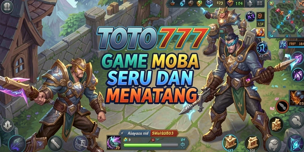 Screenshot utama TOTO777 menampilkan aksi gameplay MOBA yang intens.
