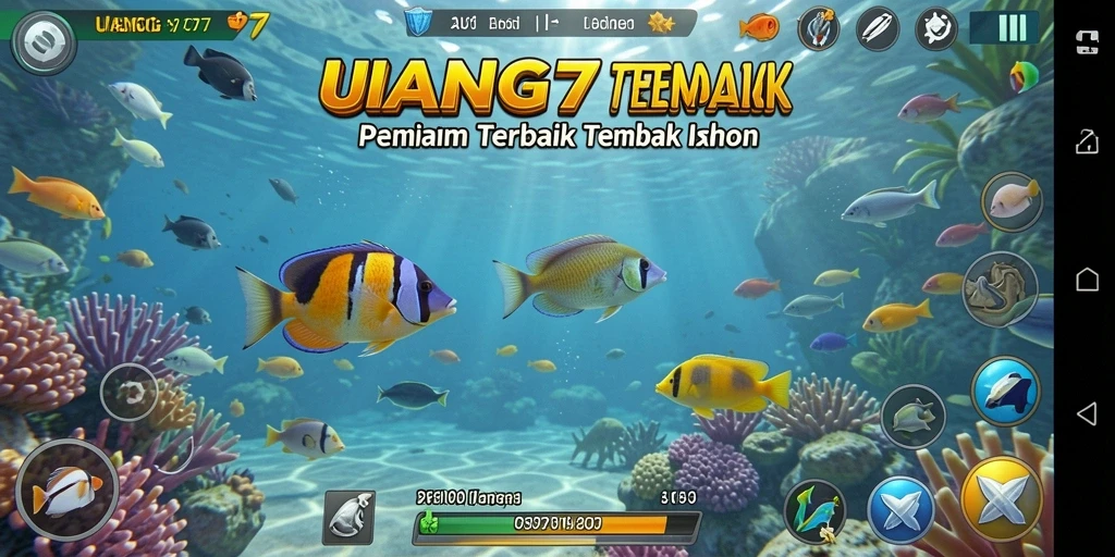 Screenshot menunjukkan gameplay seru UANG77 menangkap ikan.