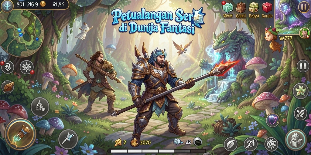 Tampilan gameplay VM777 yang seru dengan berbagai karakter petualang.